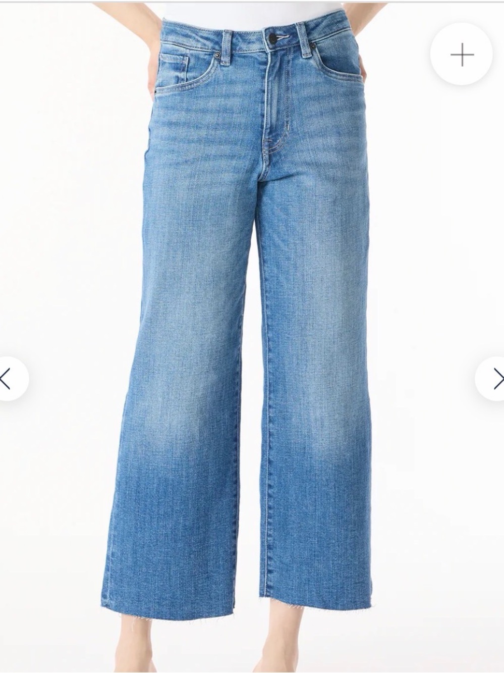 High Rise Wide Leg Cropped Addisson Women's Jeans, Indigo Sanded